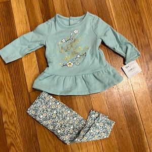 Teal “Little Sister” sparkly floral set.